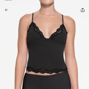 SKIMS Fits Everybody Lace Triangle Cami – Onyx/Black – Size S – NWT